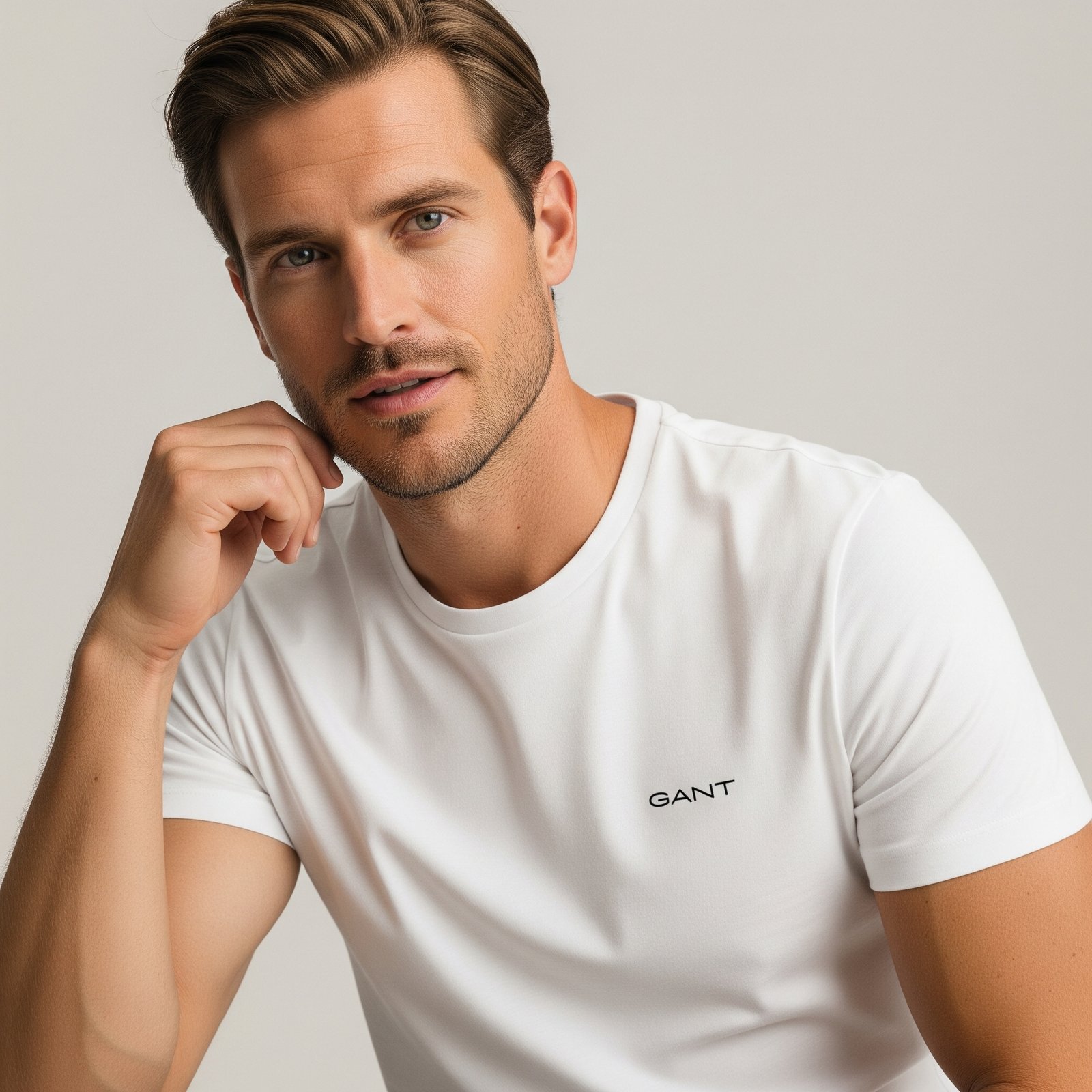 Beyaz Bisiklet Yaka T-Shirt - Görsel 2